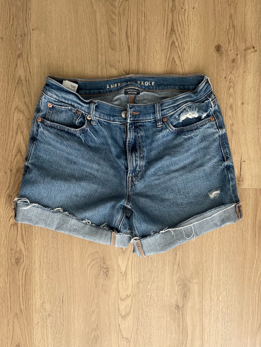 American Eagle Light Blue Distressed Denim Cutoff Shorts (6)